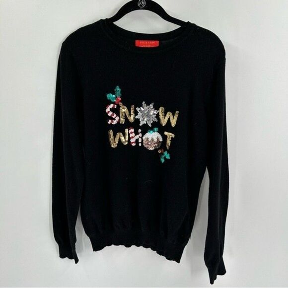 Women's Primark Christmas Snow Whot with Bells Sweater Black Medium - Picture 1 of 7